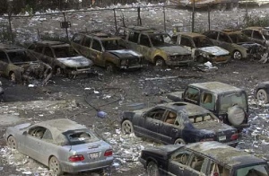 cars parked in the back suffered extensive damage